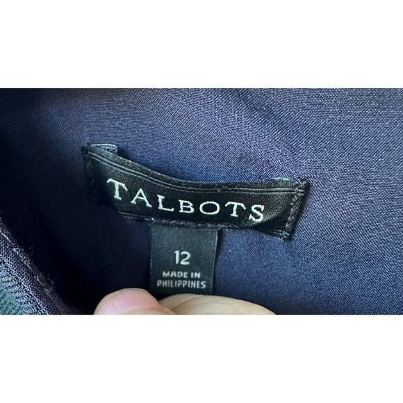 Talbots Plaid Wool Blend Dress Size 12 Green Navy Career Holiday Office Church - Picture 6 of 8